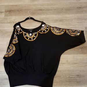 Ashley Stewart black-rhinstone-slit sleeve